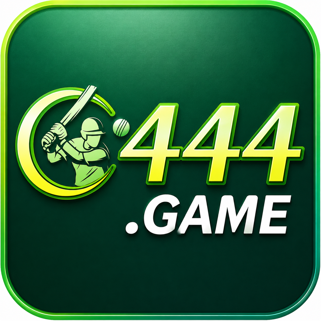 C444 Game logo featuring a cricket player, green background, and bold 444 text for Android APK download.