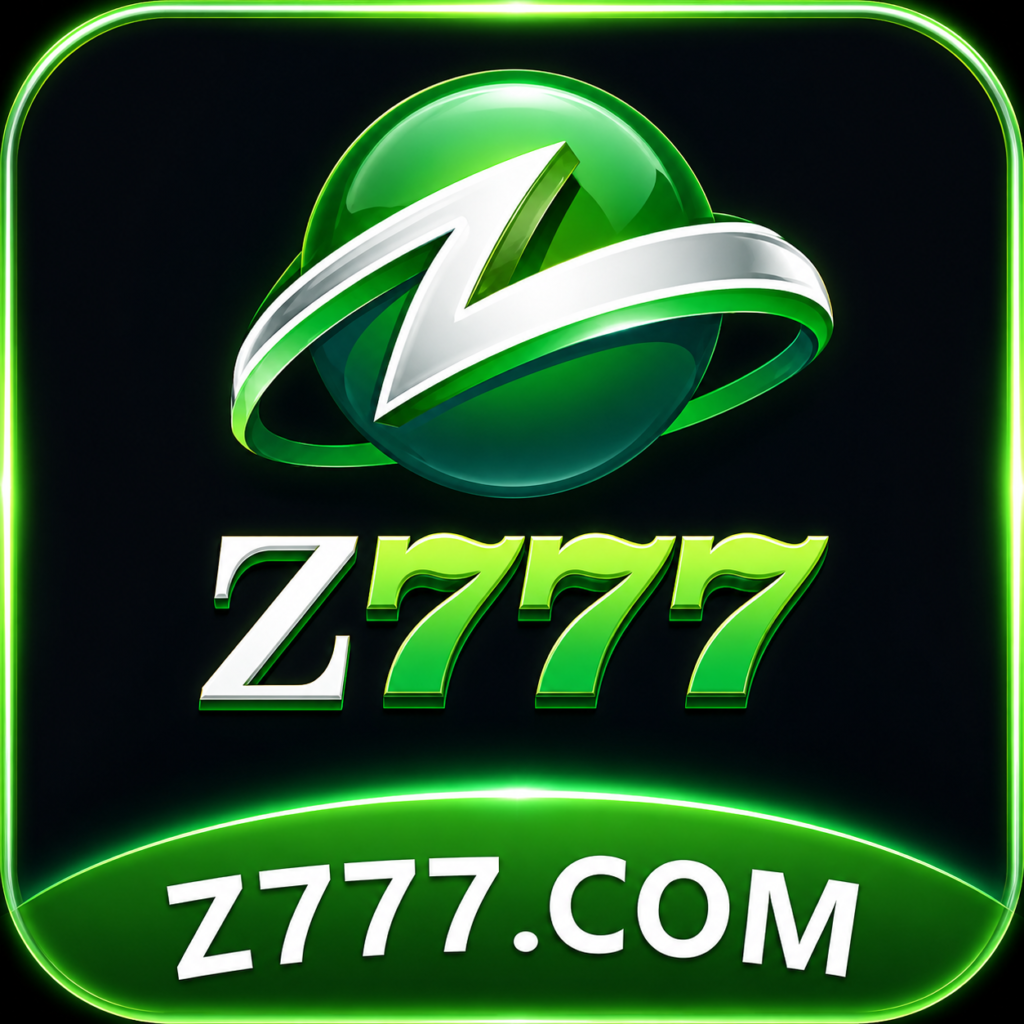 Z777 Game logo featuring a green sphere, Z777 branding, and a dark background for Android APK download.