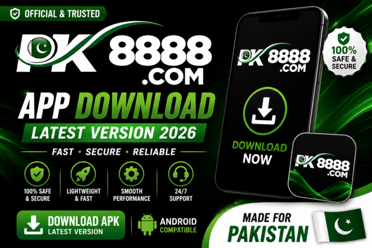 PK8888 App Download Latest Version 2026 promotional banner for Android users in Pakistan