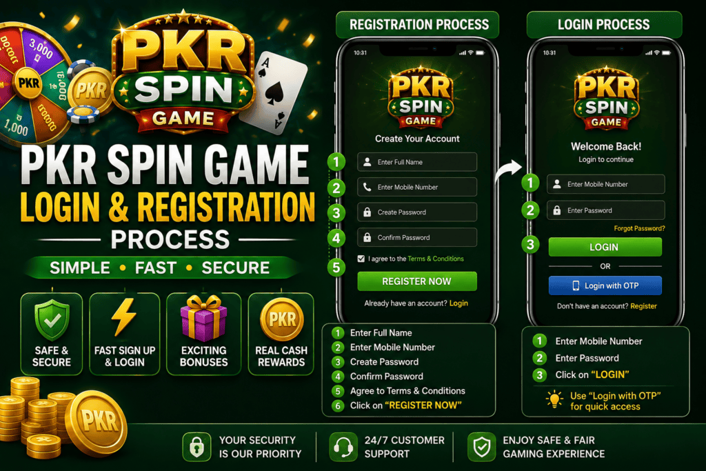 PKR Spin Game Login & Registration Process